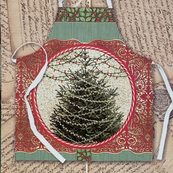 COPY - Michel Design Works Cotton Chef's Apron Christmas Trees "O Tannenbaum" - Picture 1 of 4